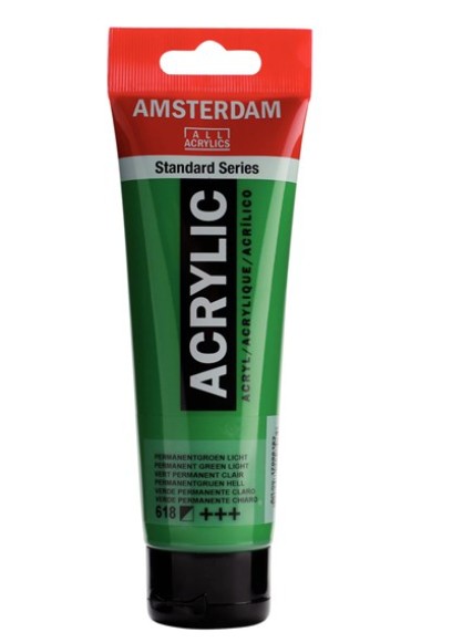 Amsterdam All Acrylic 120 ML 618 Permanent Groen Licht Amsterdam All Acrylic 120 ML 618 Permanent Groen Licht