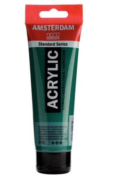 Amsterdam All Acrylic 120 ML 619 Permanent Groen Donker Amsterdam All Acrylic 120 ML 619 Permanent Groen Donker