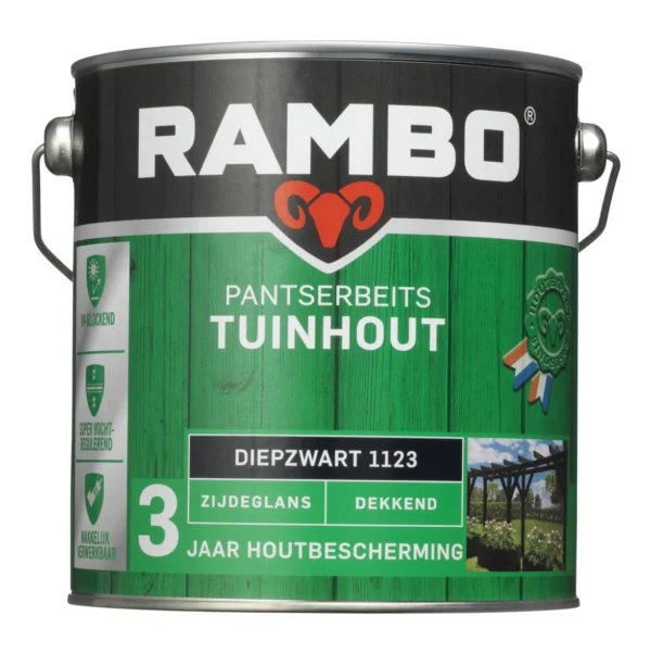 Rambo Pantserbeits Tuinhout ZG Dekkend 1123 750 ml Diepzwart